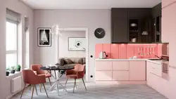 Boz çəhrayı mətbəx interyeri