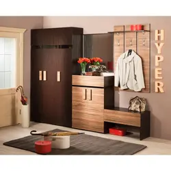 Wardrobe in the hallway with a shoe rack in a modern style photo