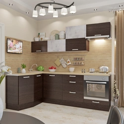 Chocolate kitchen in the interior photo