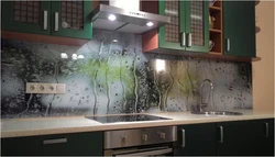 Photo on glass apron for kitchen