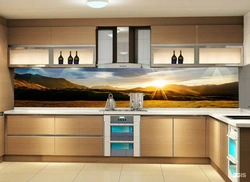Photo on glass apron for kitchen