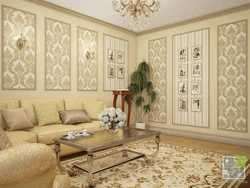 Wallpaper in the interior of a classic style living room