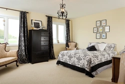Wallpaper for a dark bedroom with dark furniture photo