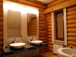 Bathtub in a log house photo