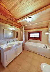 Bathtub in a log house photo