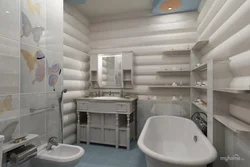 Bathtub in a log house photo