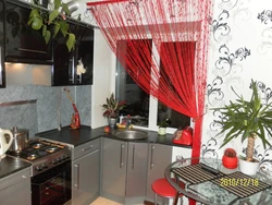 Window decoration in the kitchen in Khrushchev photo