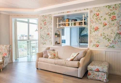 Flower Wallpaper In The Living Room Interior