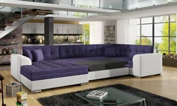 Large modern sofa in the living room photo