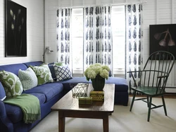 Living room interior blue green photo