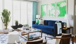 Living room interior blue green photo