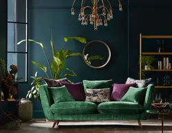 Living room interior blue green photo
