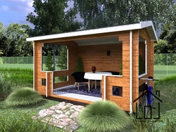 Layout of a summer kitchen in the country with photos