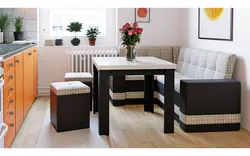 Sleeping sofa in the kitchen interior photo