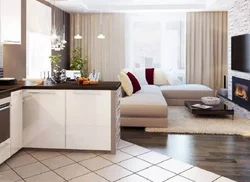 Kitchen living room design tiles and laminate
