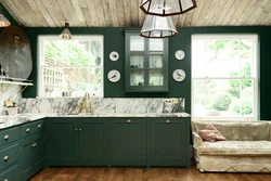 Budbin green kitchen in the interior