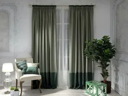 Curtains with a pattern in the living room interior