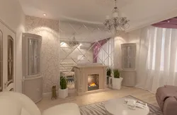 Living rooms 18 m with fireplace photo