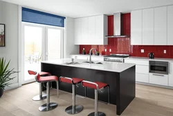 Red And White Kitchen Interior Photo