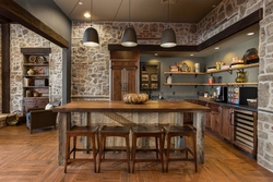 Wood With Stone In The Interior Photo Kitchen