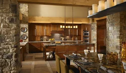 Wood With Stone In The Interior Photo Kitchen
