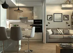 Design Of A One-Room Studio Apartment With A Kitchen