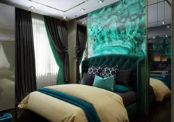 Bedroom in emerald tones photo