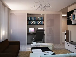 Бір бөлмелі фотосуреттегі қонақ бөлмесінің жатын бөлмесінің кеңсесі