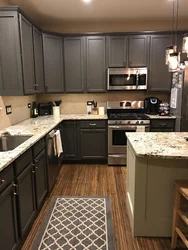 Small Kitchen Design With Dark Floor