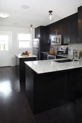 Small Kitchen Design With Dark Floor