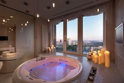 Round bathroom in the interior