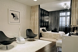 Zoning the bedroom with curtains photo ideas