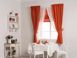 Curtains for the kitchen up to the window sill photo in a modern style