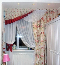 Curtains for the kitchen up to the window sill photo in a modern style