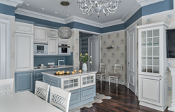 Kitchen interior classic blue
