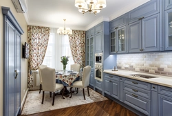 Kitchen interior classic blue