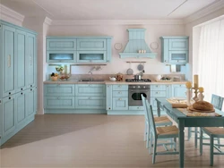 Kitchen interior classic blue