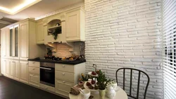 Brick-like tiles in the kitchen interior