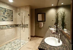 Shower and bath in one interior