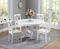 Photo of a kitchen with a white table