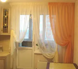 How to decorate a balcony door in the kitchen photo