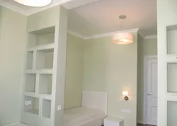 Partition in a room made of plasterboard photo bedroom