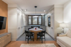 Kitchen design 15 sq m rectangular with one window