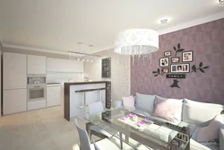 Euro-room apartment kitchen living room design