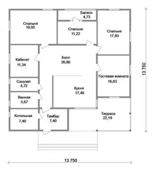 4 otaqlı evin planı şəkil