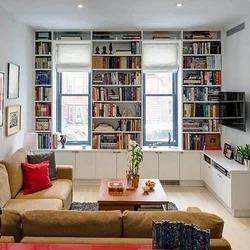Книжные Полки В Интерьере Гостиной
