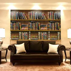 Книжные полки в интерьере гостиной