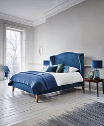 Bedroom design with blue bed