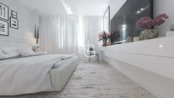 Gray laminate in the bedroom interior