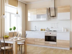 Kitchen white and wood combination in the interior